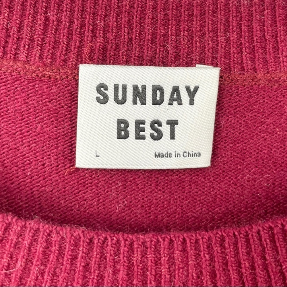 Sunday Best Burgundy Wool Blend Heart Sweater Size L - Picture 4 of 6